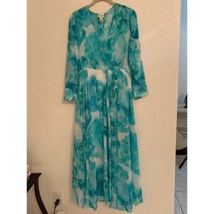 Blue floral sheer dress